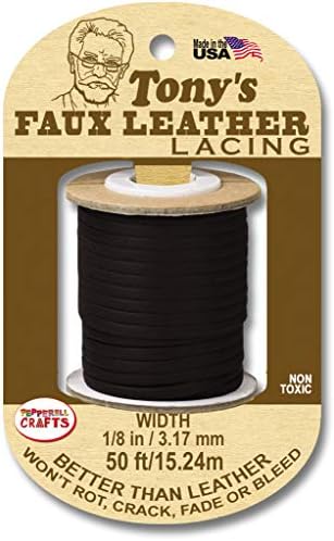 Pepperell Faux Leather 1/8 x50ft, preto