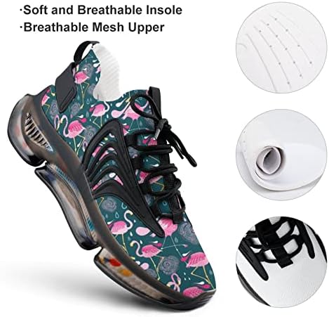WeedKeycat Bright Flowers and Flamingos Mens Sneakers Running Walking Tennis Sports Shoes Breathable