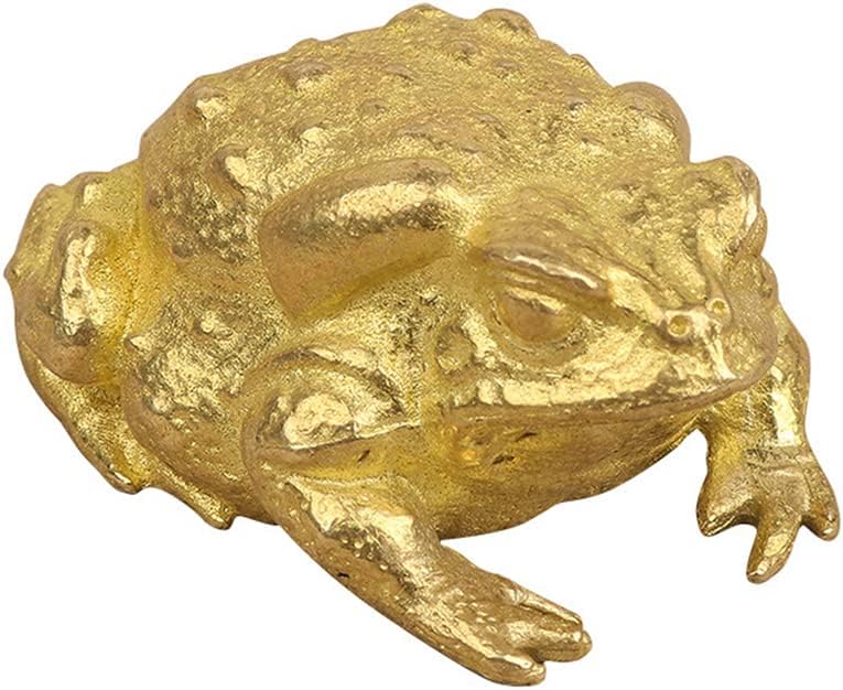 Yamslam Brass Golden Golden Toad Lucky Vintage Simulation Animal Figuras Miniaturas Home Office Desk Ornament