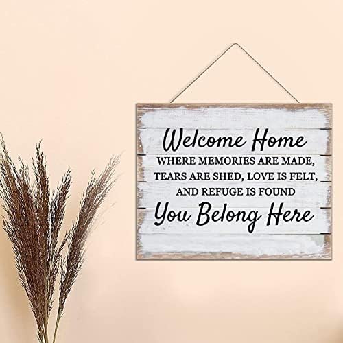 Bem -vindo em casa - onde as memórias são feitas placas de placas de madeira, cita o sinal de madeira,