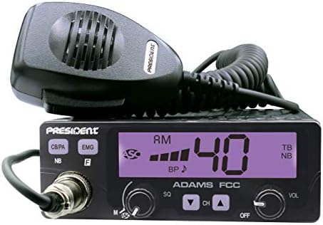 Presidente Adams FCC CB Radio, LCD grande com 7 cores, atalhos programáveis ​​de canal EMG, bipe Roger
