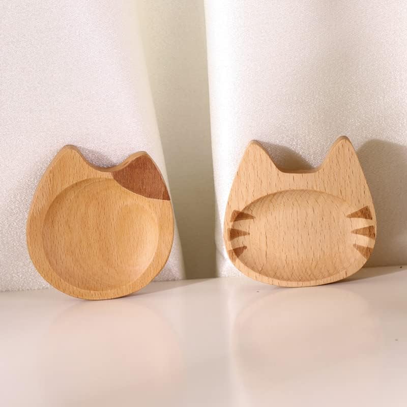 Câmara de café de gato de madeira Restos - 2 gato gato gato de gato de madeira colher de café