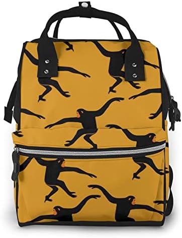 Black Gibbon Monkey Mummy Backpack Bolsa Bags Bolsa de Fenpia de ombro grande capacidade para cuidados