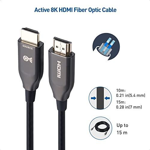Cable Matters CL2 Classificação ativa de 8k@60Hz Cabo HDMI de fibra óptica 32,8 ft / 10m - Suporte