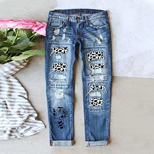 Ilugu Fashion Fashion Print Street Loose lavado cintura polida jeans Roupas de maternidade para mulheres