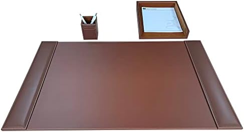 Conjunto de mesa de couro marrom rústico Dacasso, 3 peças
