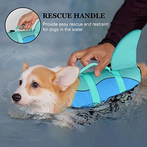 Jaqueta salva -vidas para cachorro Dogcheer, colete vitalício de cachorro de tubarão para nadar com flutuabilidade