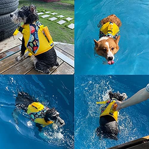 Snogon Dog Jacket Jacket Dog Securt com flutuabilidade superior e alça de resgate para cães pequenos