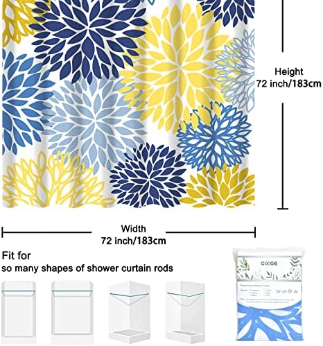 Gixige Dahlia Flower Chuser Curtain, decoração floral do banheiro, tecido de poliéster à prova d'água, conjunto