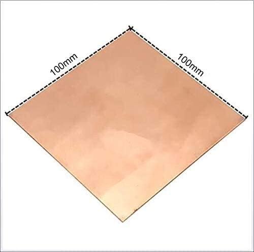 Placa de folha de metal de cobre pura Yiwango 2 x 100 x 100 mm Placa de metal de cobre cortada folha de cobre
