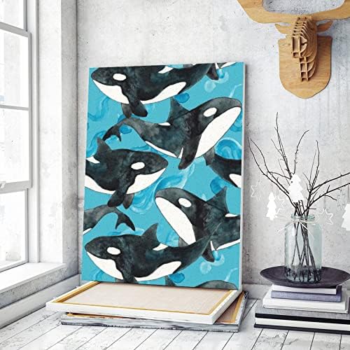 Aquarela Orcas Paint by Numbers Kits Canvas Diy Acrílico Pintura a óleo para decoração de parede em casa 12x16
