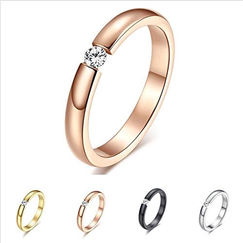 Play Pailin 3mm preto/prata/rosa/ouro cz titânio anel de aço de aço masculino/aliança de casamento