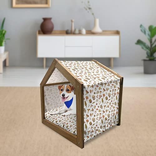 Ambesonne Day's Day Dog House, formas de coração vibrantes e românticas em bolinhas, canil portátil de cão portátil
