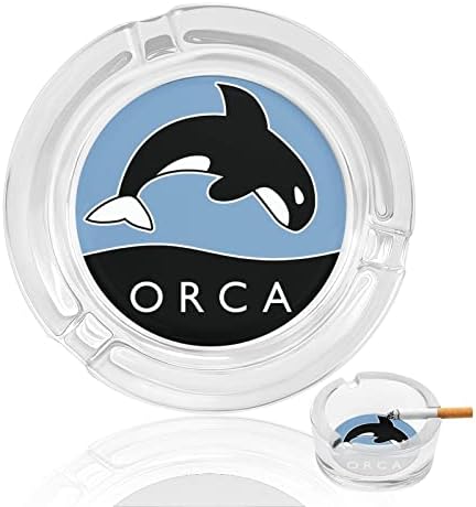 Killer Orca Whale Glass cinzeiros redondo bandeja de cinza
