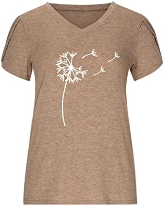Senhoras de manga curta T camisetas de dente -de -de -de -de -leão camisetas gráficas florais camisetas de