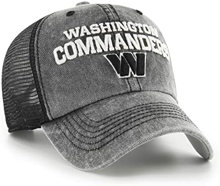 '47 Men's Black Washington Comandantes Drumlin Trucker Limpe o chapéu Snapback