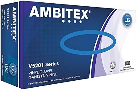 Ambitex V5201 Série Latex Free Clear Vinyl, grande, 100/caixa