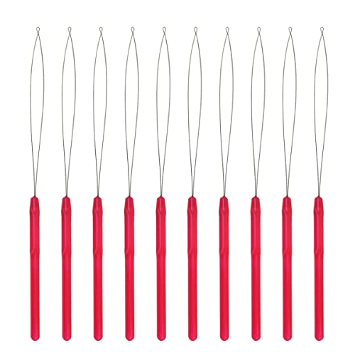 10 PCS Extensão de cabelos Freíma de encaderamento da agulha Ferramenta de gancho e ferramenta de dispositivos de contas para extensões de cabelo