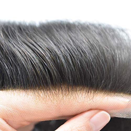 Toupee for Men Sistema de cabelo lírico de renda francesa Frente de cabelo humano Substituição