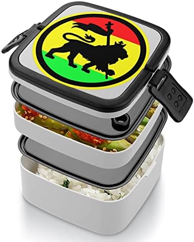Lion in Jamaica Imprima tudo em uma caixa de bento de dupla camada para adultos/crianças lancheiras