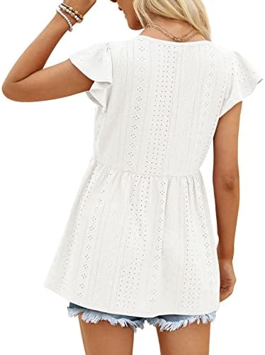 MTSDJSKF Camiseta feminina Plain Feminino grande botão sólido V de pescoço de camiseta sólida Pullover de