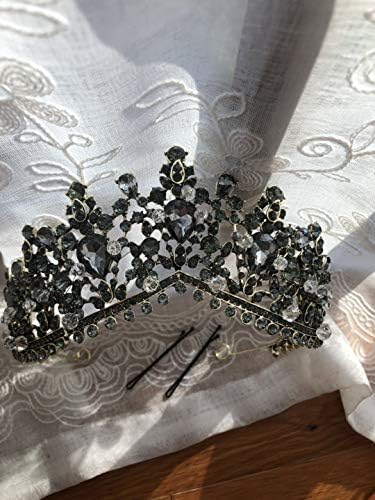 Sunshinesmile noiva preta grande grande cristal vintage princesa rainha diadema de shinestone coroas de noiva e