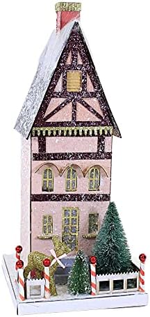 Christmas Petit Townhouse House Paperboard Village Light Up Retro - 1 Putz Style House Decoração de