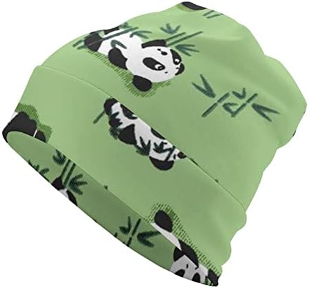 Baikutouan Bamboo Little Pandas Chapéus de gorro para homens para homens com desenhos Capinho do crânio