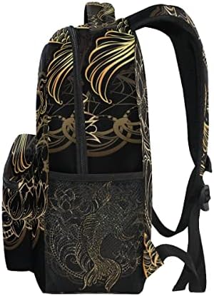 Backpack da escola de ouro espiritual asiático Koi Backpack Bookbag para meninos meninas adolescentes de viagem