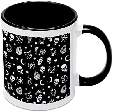 Caneca gótica da caneca de gato de caveira Creative Creative Black Inside Coffee Cup de canecas Durável Handel