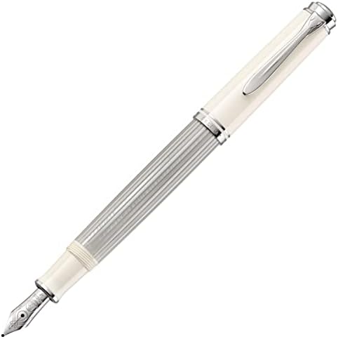 Pelikan M405 caneta -tinteiro, m, ponto médio, Souberlane, branco prateado, tipo de inalação, ponta