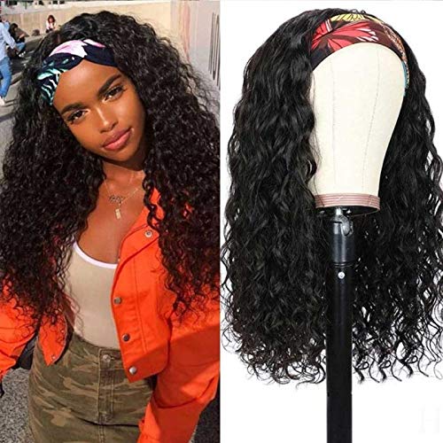 BestHeart Long Wave Wig Wig para mulheres negras, peruca negras de glueless com faixa para a cabeça anexada, peruca