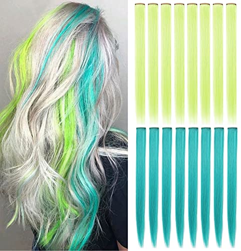 Zhirxin 16 pcs clipe colorido em extensões de cabelo de 21 polegadas Rainbow Rainbow Long Helfieces lisados
