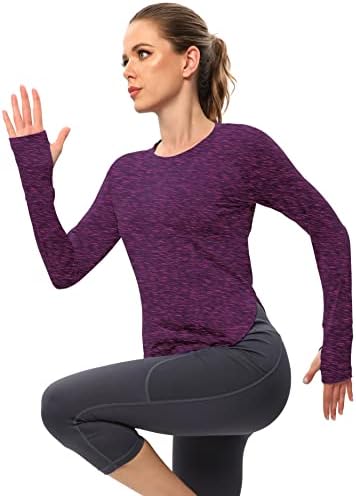 Camisas de treino de manga longa ictiva para mulheres que executam camisa de ginástica de ioga com