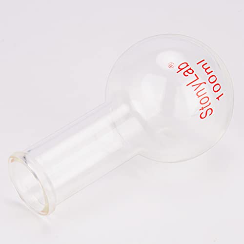 Glass de vidro de stonylab 100 ml de garçonete de fundo redondo de pescoço comprido, vidro borossilicato