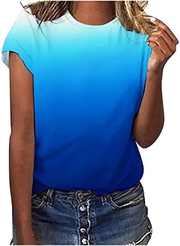 Camisetas de tee de corante de tie de verão para mulheres de manga curta de camiseta casual solteira rota