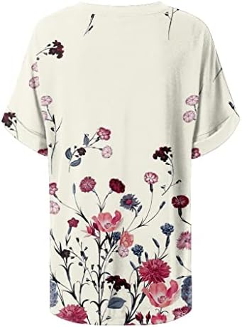 Tamas de verão casuais de impressão feminina Tamas curtas Vilhas de camiseta solta Camisa Blusa de túnica de verão leve e confortável
