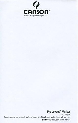 CANSON Artist Series Pro Layout Marker Pad, 14 ”x 17”, tampa dobrável, 50 folhas, 14 x 17, branco